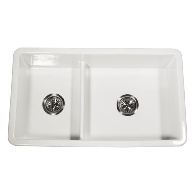 Nantucket Sinks 60/40 Dualmount Fireclay Sink Wellfleet-31OSW