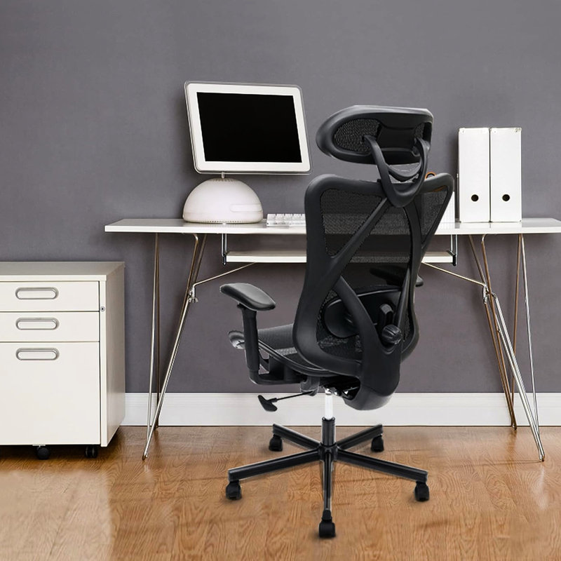 Ergonomic Office Chair With Mesh Construction - Adjustable Lumbar, Armrest, Ideal For And Home Back Productive Comfortable Working Environment For