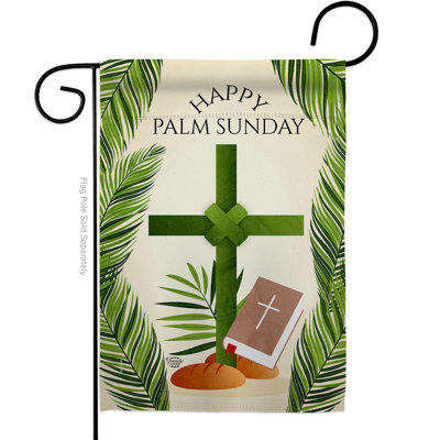 Drapeau de jardin en polyester 18,5 po x 13 po Happy Palm Sunday