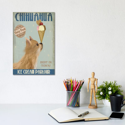 Chihuahua, Long Haired, Ice Cream by Fab Funky - Wrapped Canvas Gallery-Wrapped Canvas Giclée