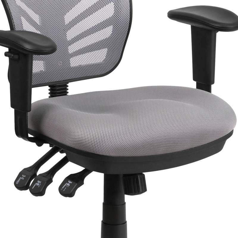 Ergonomic Mid-Back Mesh Executive Swivel Chair with Adjustable Arms in Gray