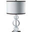 Lampe de table haute 29 po en métal avec finition argentée, style anneau, abat-jour rond blanc-1744035622