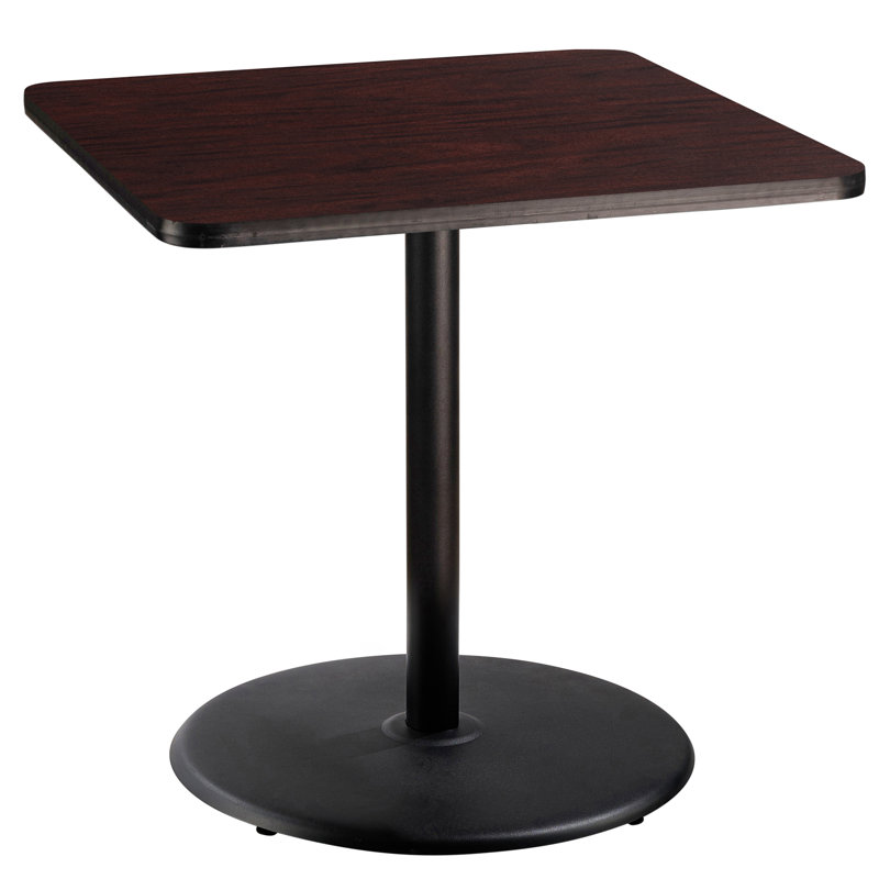 Table carrée pour salle de pause, H 36 po x L 36 po x l 36 po, Noir, Acajou