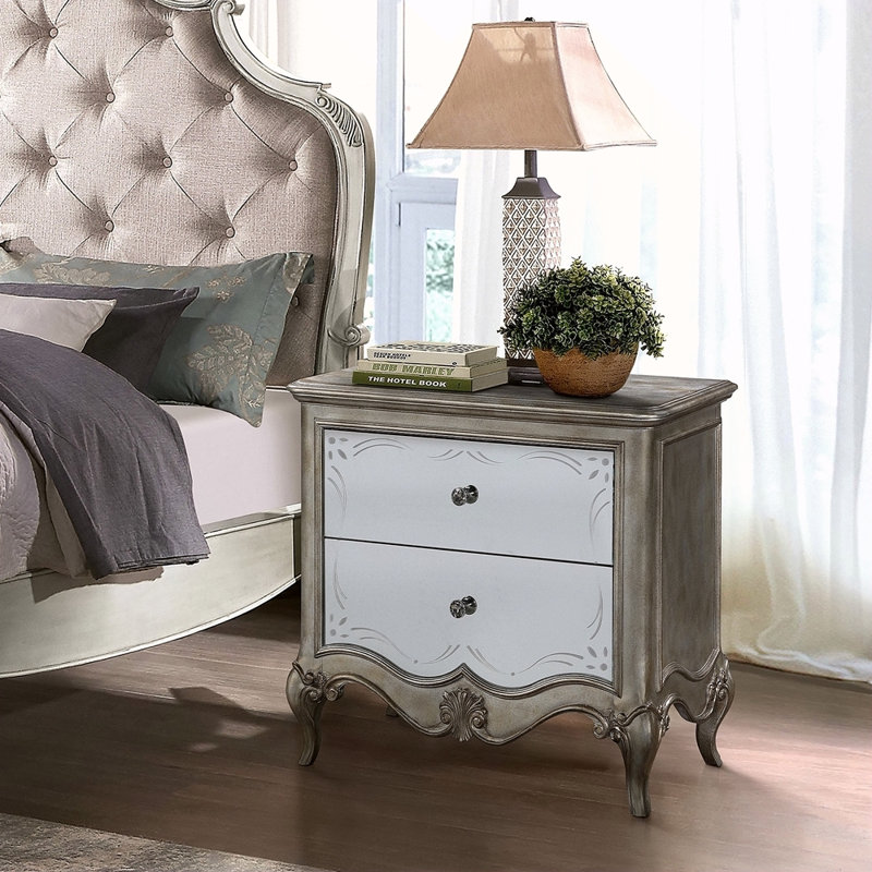 Antique Champagne 2-Drawer Nightstand