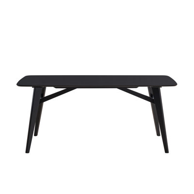 Table de bout fixe noire pour salle à manger fabriquée en placage de bois d'hévéa d'une profondeur de 35 pouces, d'une largeur de 30 pouces et d'une hauteur de 100 livres