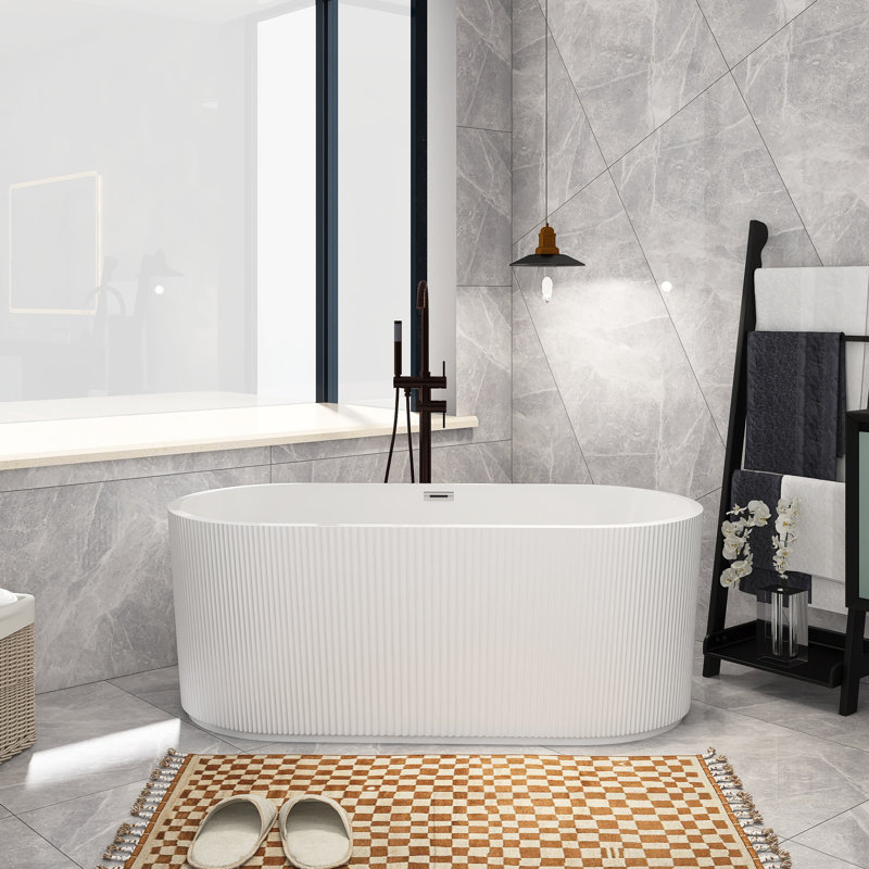 59'' x 29.5'' Freestanding Soaking Acrylic Bathtub