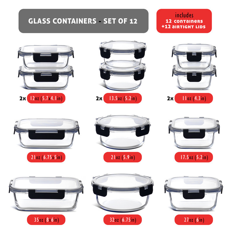 Ivy Bronx Glass Food Storage Containers with Lids