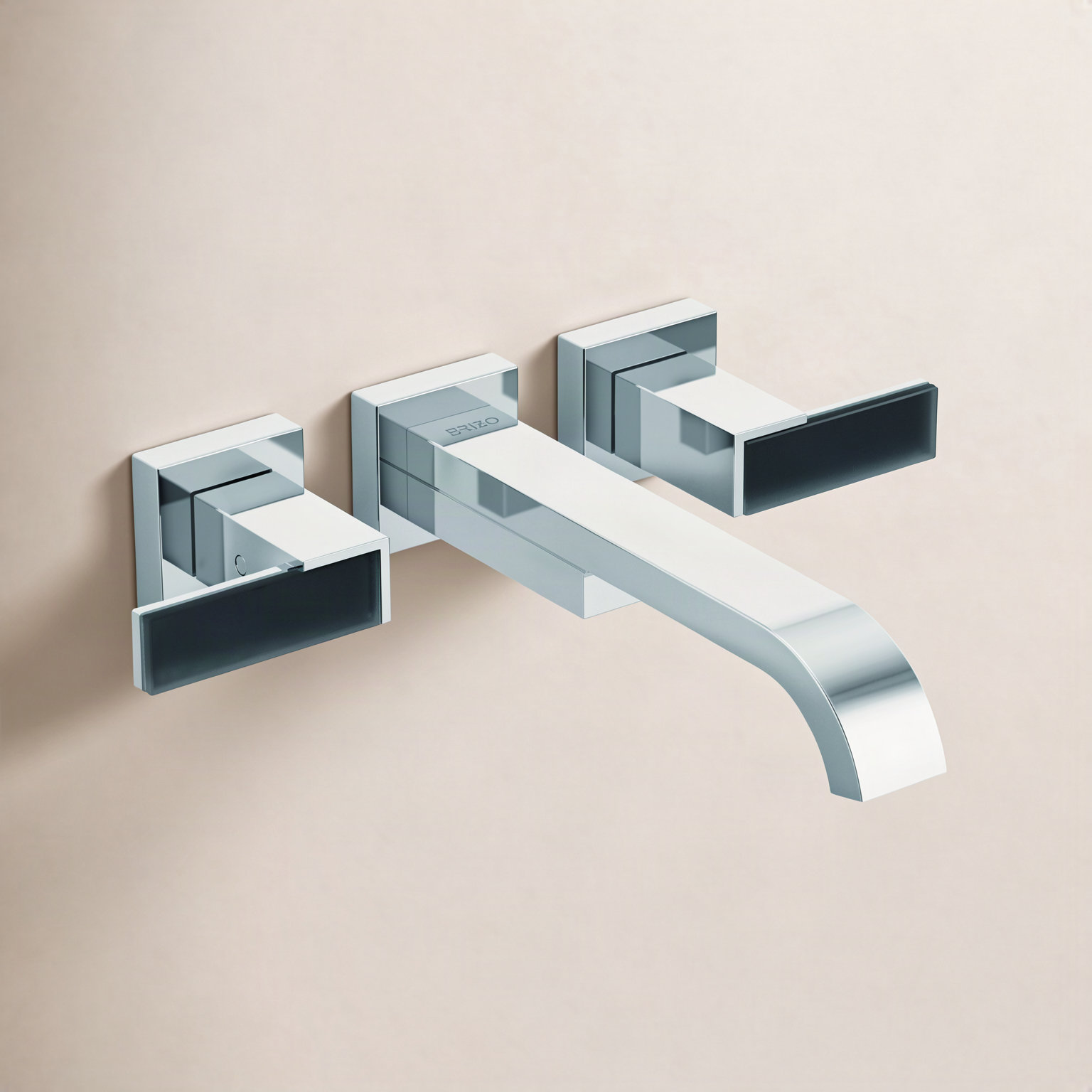Siderna® Two-Handle Wall Mount Tub Filler, Chrome, Lever with glass black insert