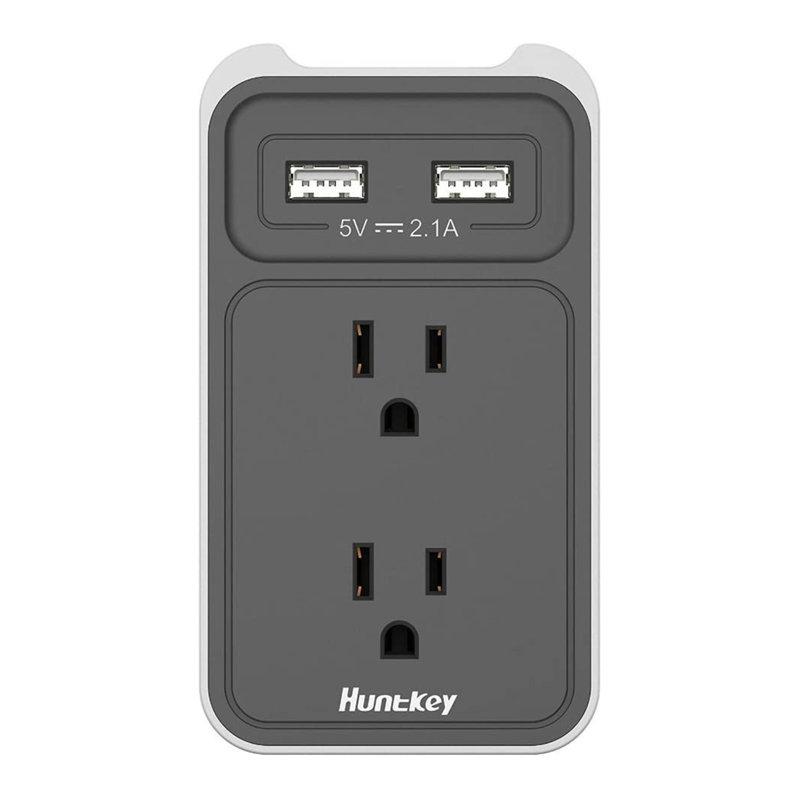 Prise murale Huntkey avec 2 ports USB 2,1 ampères et prises, gris (paquet de 4), Paquet de 3