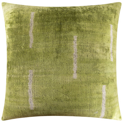 Coussin décoratif minimaliste en velours fait à la main - 20 x 20, vert avec lignes blanches, insertions en duvet