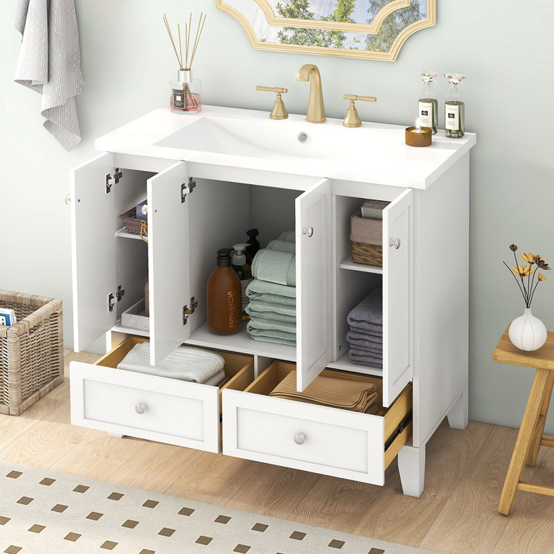 Meuble-lavabo 36 po avec lavabo en résine, Blanc