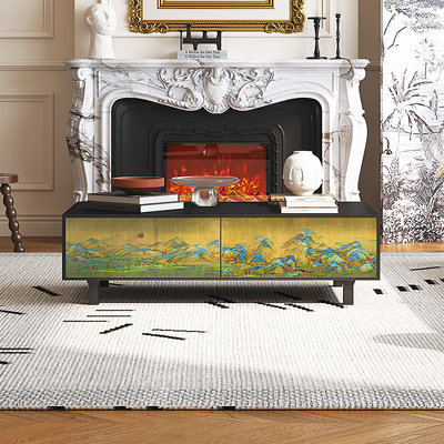 French vintage painted storage coffee table