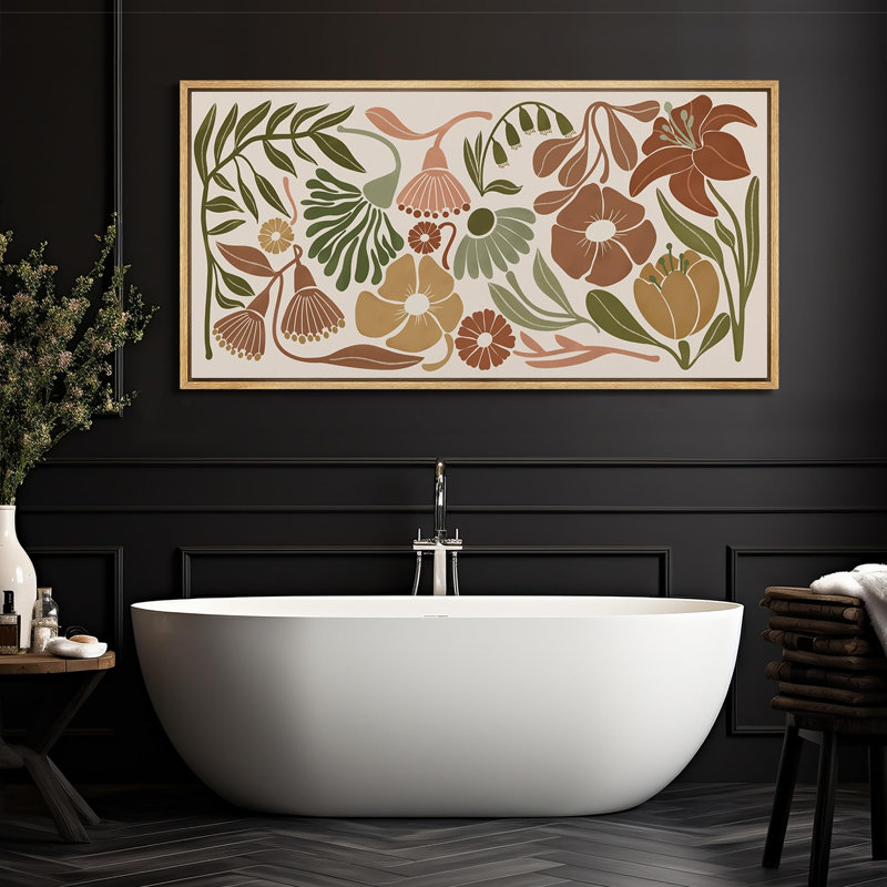 «Abstract Botanical Serene Meadow Abstract Pastel Floral», reproduction d'art sur toile, H 30 po x l 60 po, Naturel