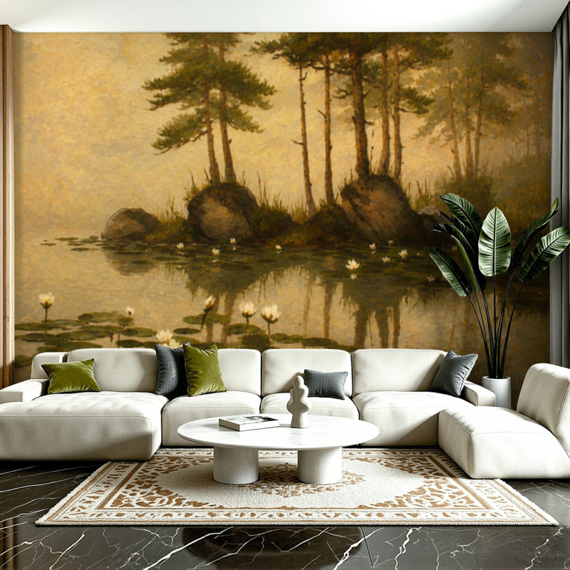 Papier peint adhésif auto-adhésif moderne pour la chambre à coucher Peel and Stick L 100 "x l 144" avec impression de style impressionniste