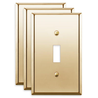Toggle Switch One-Gang Metal Wall Plate, Mid-Size, Polished Brass