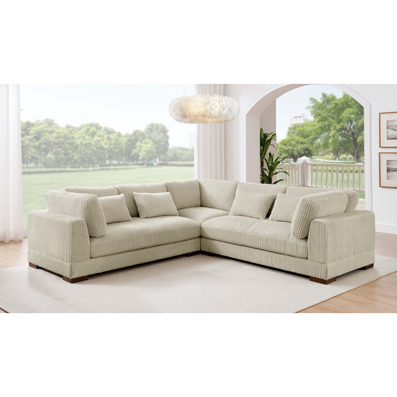 Chaise longue Bluehaven, Velours côtelé crème