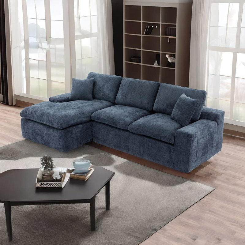 Canapé modulaire rembourré, Chenille bleue
