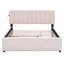 Grand lit plateforme tapissier avec lit gigogne simple TG - Beige pour une chambre à coucher classique et confortable-121097377