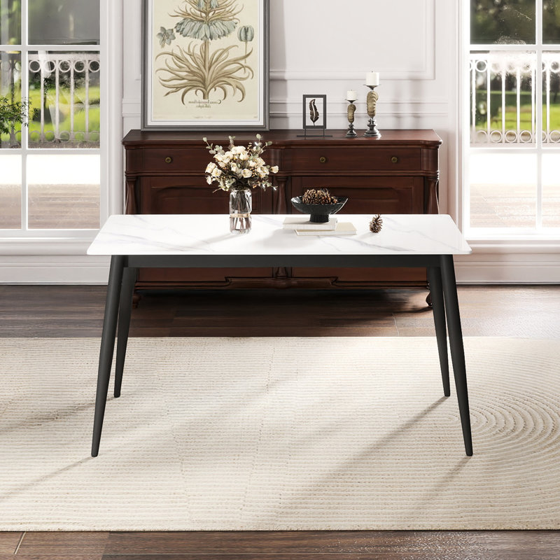 Table de salle à manger 55,85 po, Blanc / Gris, H 30,1 po x L 55,85 po x l 31,25 po