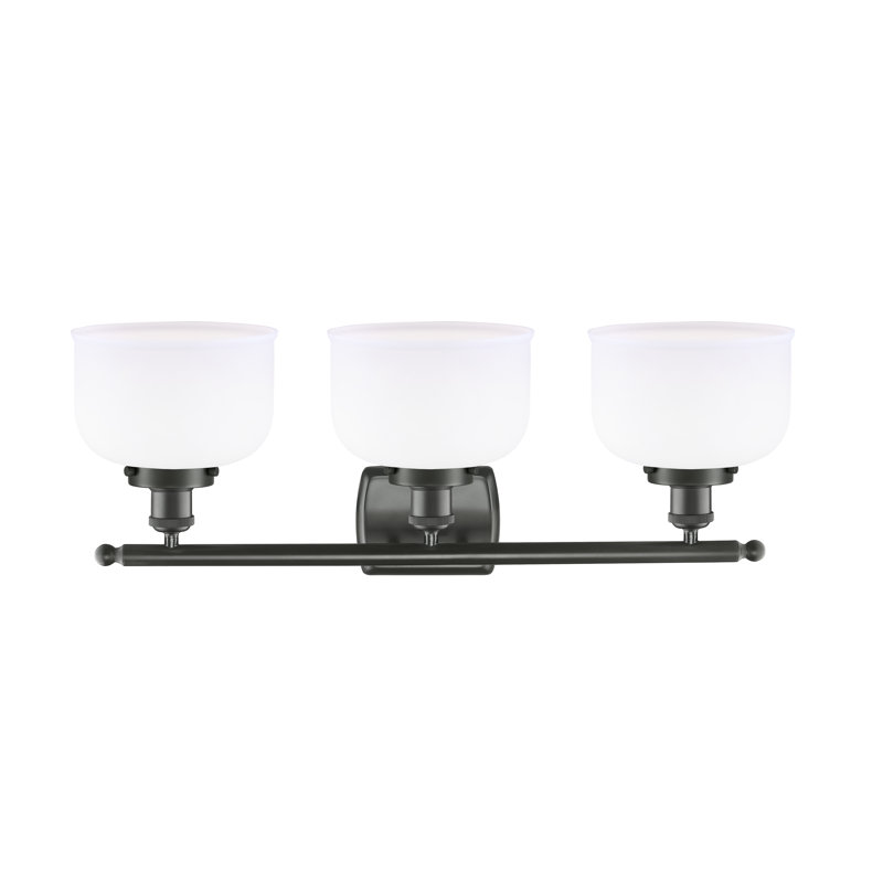 Éclairage pour salle de bain à 3 lumières 28 po Ballston Urban Bell, Blanc mat, Incandescent, Bronze frotté à l'huile