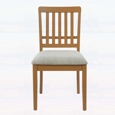 Chaises de salle à manger 2 pièces scandinaves modernes avec dossier courbé en bois, siège en tissu gris, facile à assembler pour la salle à manger et l'appartement - Brun clair