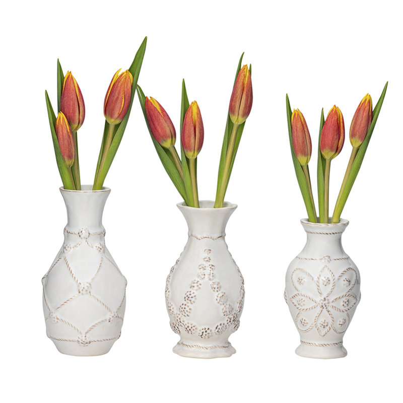 Jardins du Monde Mini 3 Piece Whitewash Table Vase Set