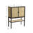 Boho Woven Rattan and Wood Cabinet with 2 Doors 1 Shelf and 4 Interior Storage Compartments-96003585