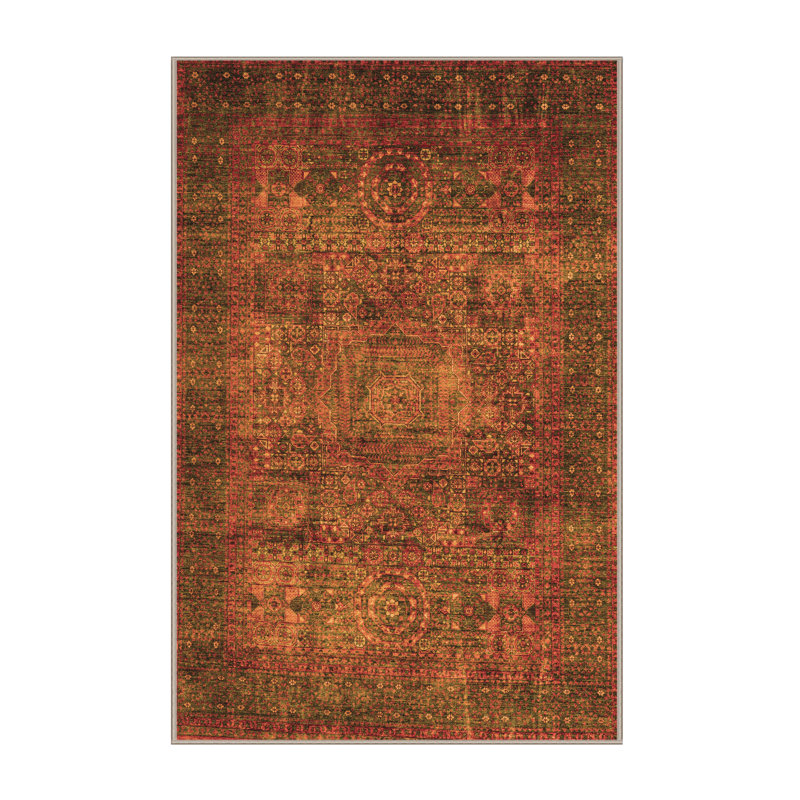 Tapis oriental en laine / polyester tissé à la machine de style oriental orange, Rectangle 2 pi x 3 pi