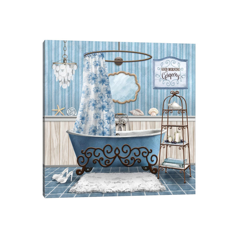 Blue Bath Retreat I by Conrad Knutsen - Print on Canvas, 66.04 cm H x 66.04 cm W x 3.175 cm D, Wrapped Canvas