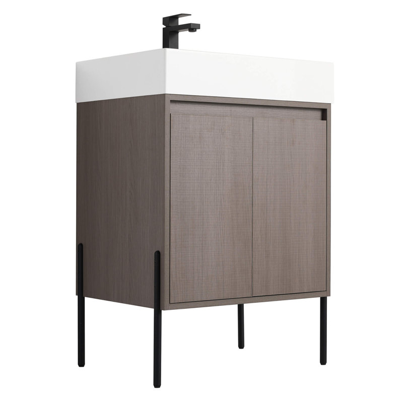 Meuble-lavabo 24 po Ebord Designs Yordana, Chêne gris, Blanc