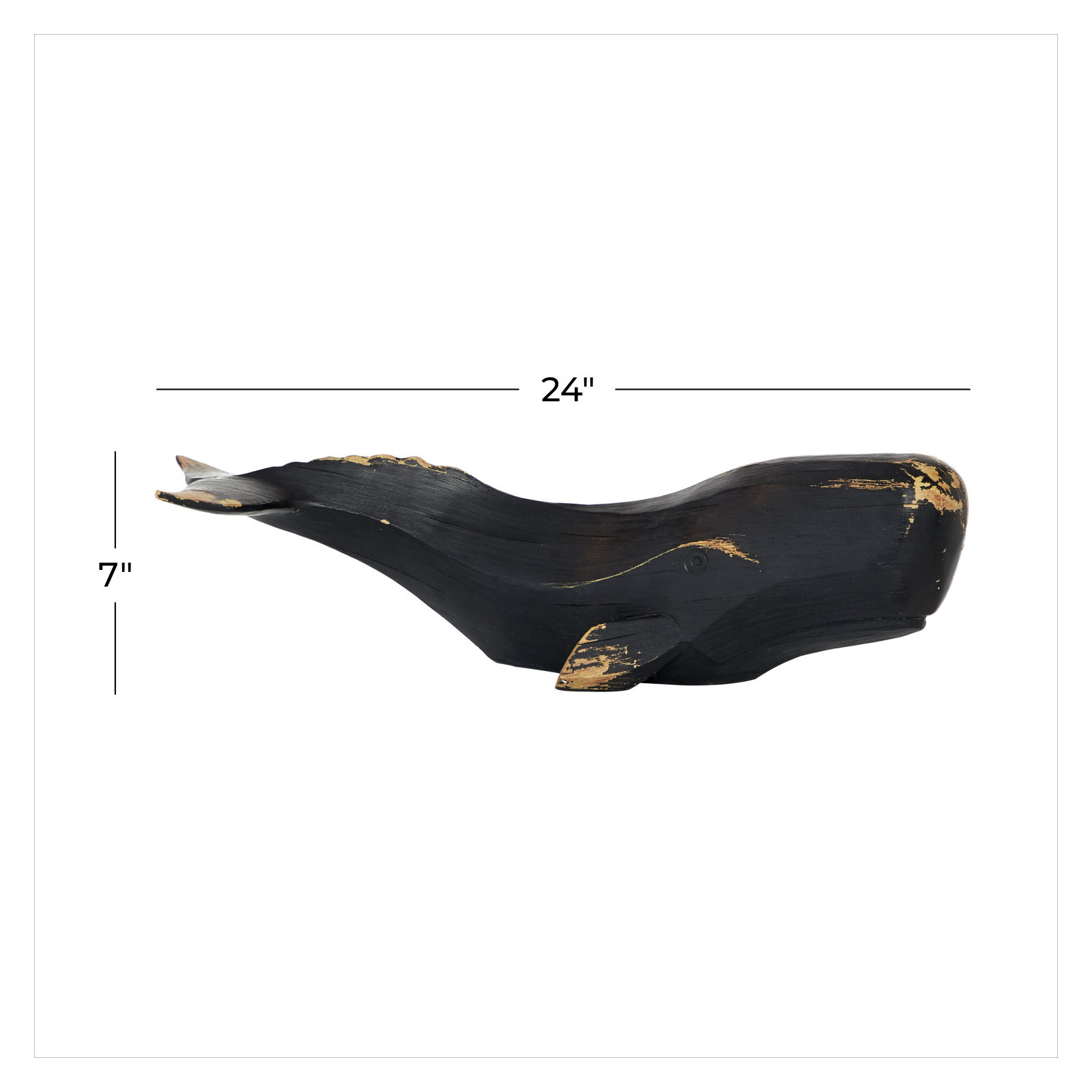 Ruthanne Rhonda Polyresin Whale Sculpture, 7" H x 25.39" W x 8.35" D
