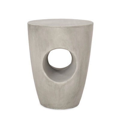 Modern Side Table For Backyard, Grey Concrete - Functional And Elegant Piece Outdoor Furniture, With Stylish Lines