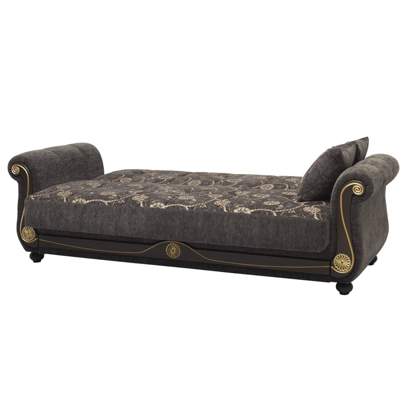 Gray Twin Fabric Sofa Bed with Hidden Storage