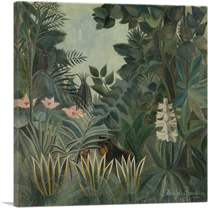 «The Equatorial Jungle 1909» par Henri Rousseau, reproduction d'art sur toile tendue, H 12 po x l 12 po x P 1,5 po