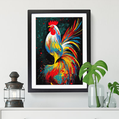 Leitersburg Rooster Paint Splatter Vol.1 1 Piece Single Picture Frame Wall Art