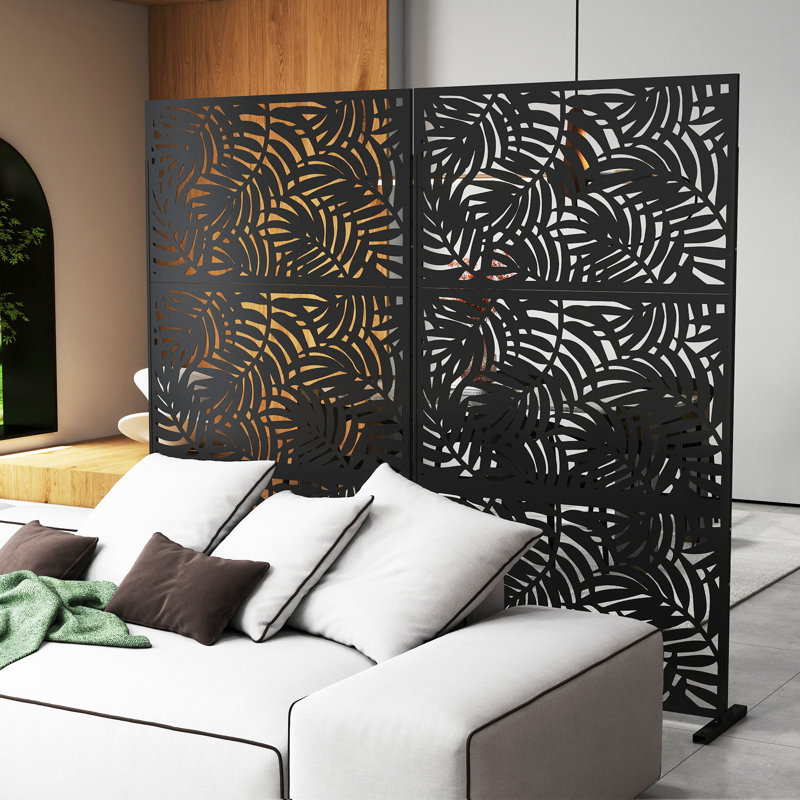 Panneau de clôture en métal 72 po x 47 po noir, Noir