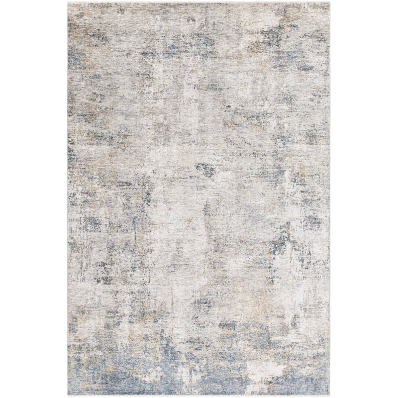 Addisyn Abstract Gray/Denim Area Rug, Rectangle 6'7" x 9'6"