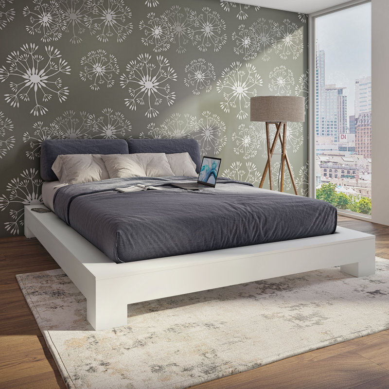 Zen Bedroom - Platform Bed – Easy Assembly, No Box Spring Required, White