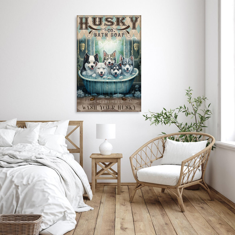 Husky Bath Soap - 1 Piece Rectangle Graphic Art Pr " Husky Bath Soap ", 36" H x 24" W x 1.25" D