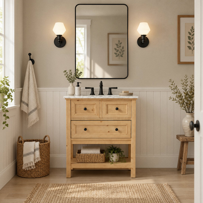 Ensemble de meuble-lavabo simple 30 po Bonsai, Naturel