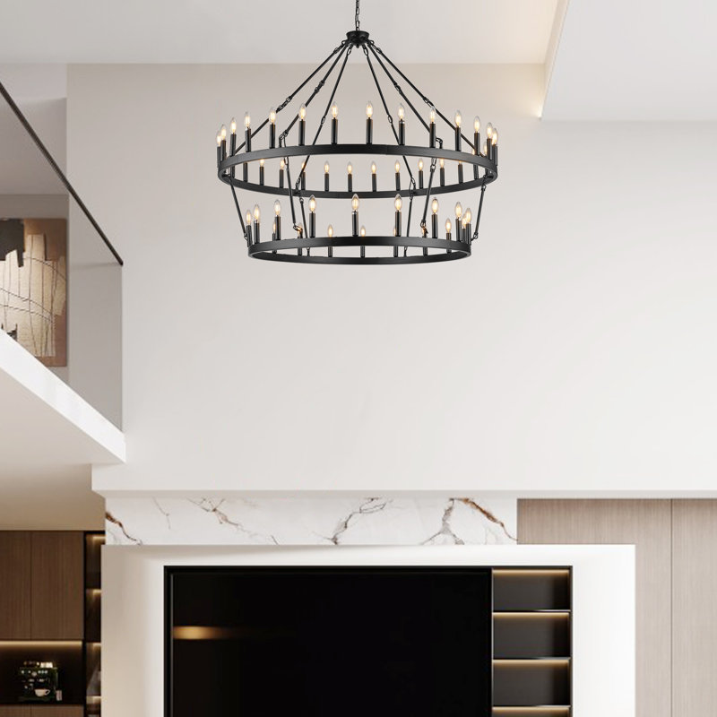 Lustre 48 lumières à roulettes, Noir mat