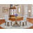 3 Piece Modern Dining Table Set Contains a Round Wooden Table with Dropleaf and 2 Grey Linen Fabric Parsons Dining Chairs, 42x42 Inch, Natural-1305287240-1305287241-1305287246