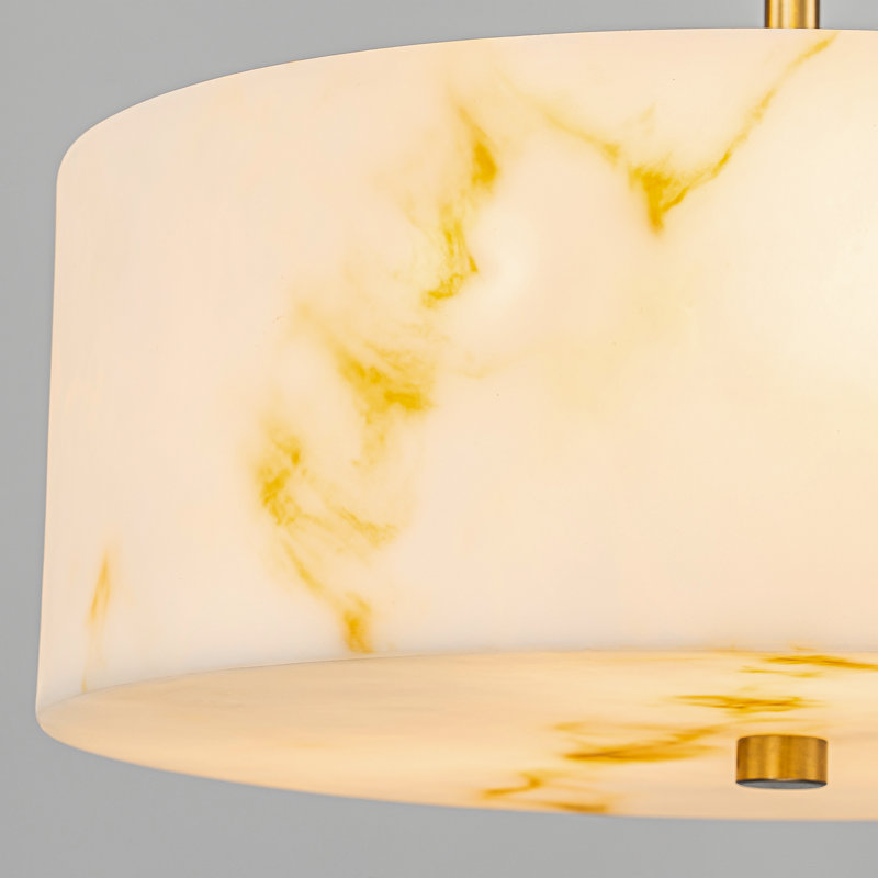 Luminaire suspendu tambour 3 lumières albâtre