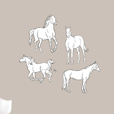 Décalcomanie murale à cheval blanc rétro