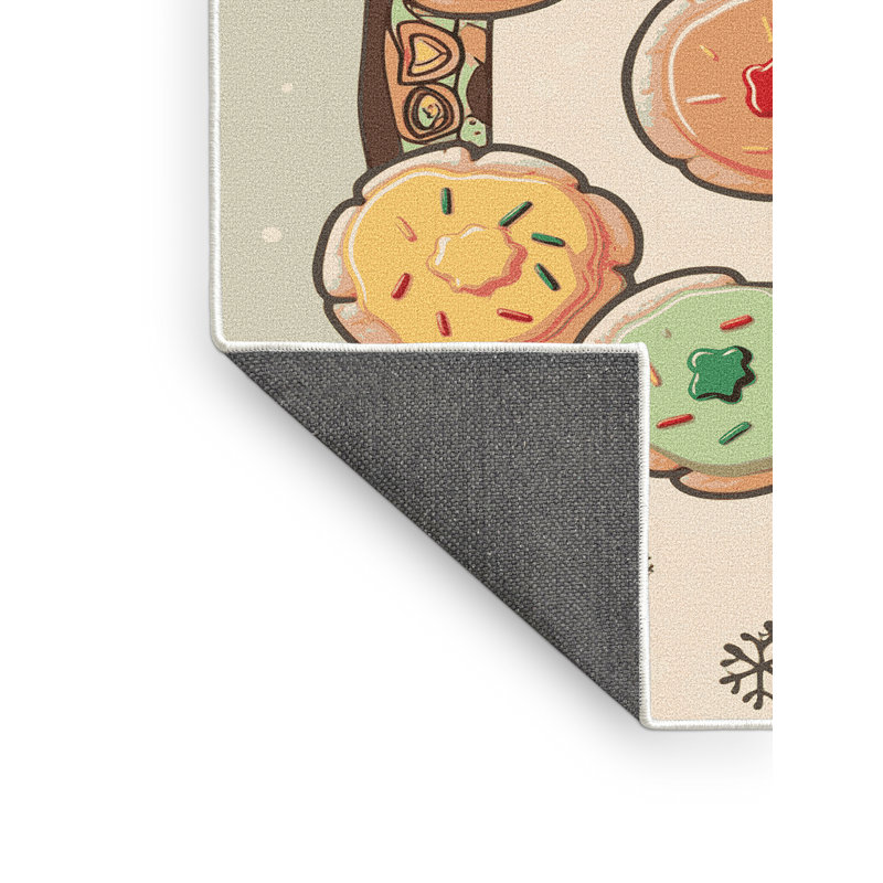 Tapis de vacances The Holiday Aisle® Cookies, Rectangle 7 pi x 9 pi