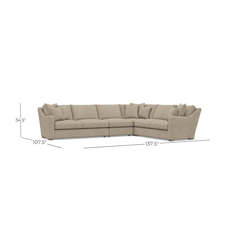 Bernhardt Ventura 4-Piece Fabric Sectional, 34.5" H x 137.5" W x 107.5" D, Right Hand Facing, Light Yellow Polyester