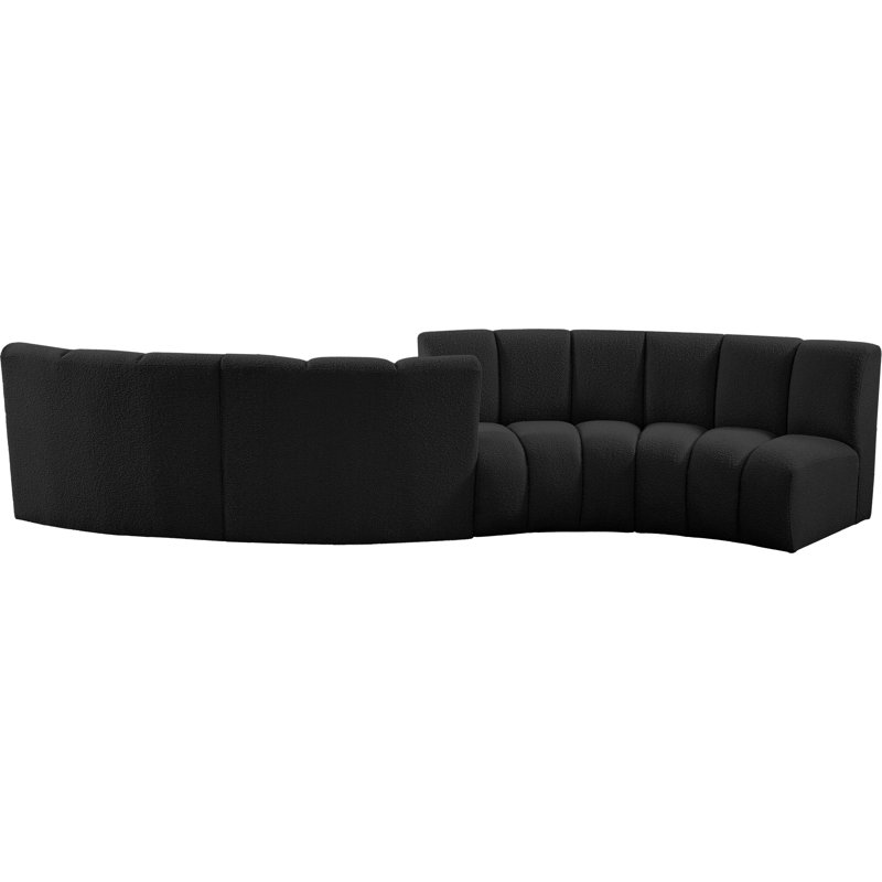 Canapé modulaire de coin symétrique Infinity, Tissu bouclé noir