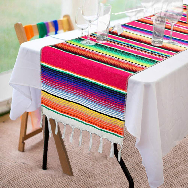Agilbert Striped 100% Cotton Wedding Table Runner, Pink