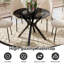 Modern Round Glass Dining Table Set with 4/6 PU Upholstered Chairs, Silver/Black/Gold Chrome Legs for Dining, Kitchen-1746981612-1746981620-1746981617