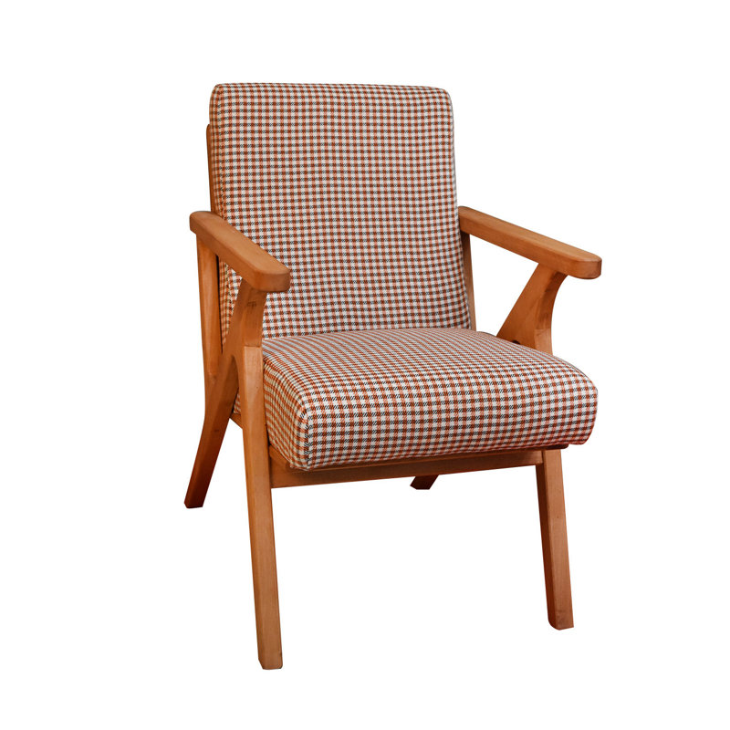 Chaise rembourrée à dossier brun / orange